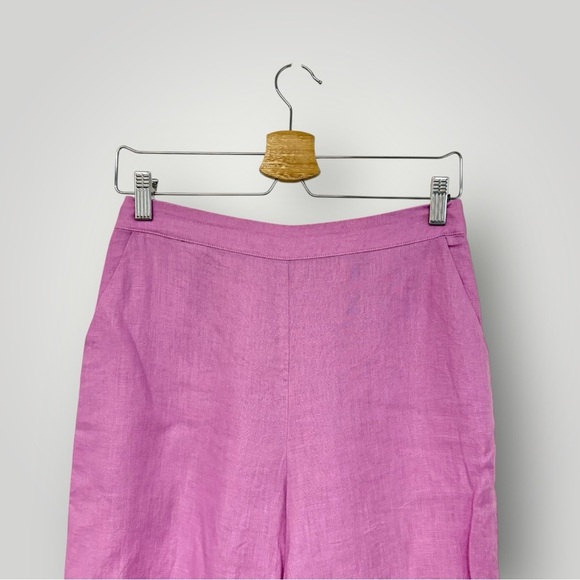 NA-KD Romee Strijd 100% Linen Straight Linen Trousers Lilac Pink Sz Small - Picture 3 of 16
